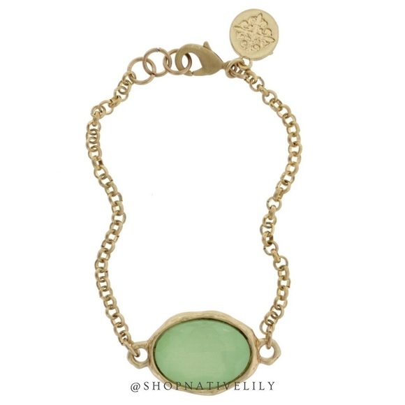 Jane Marie Jewelry - NWT Jane Marie Women's Faceted Glass Gold Linked Chain Bracelet, Light Green